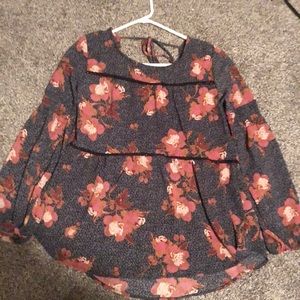Black and rustic pink floral blouse